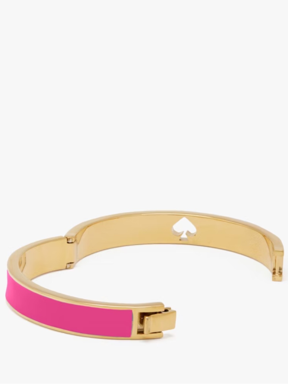 NWT kate spade Pink Hole Punch Enamel Hinged Bangle Bracelet - Picture 4 of 6